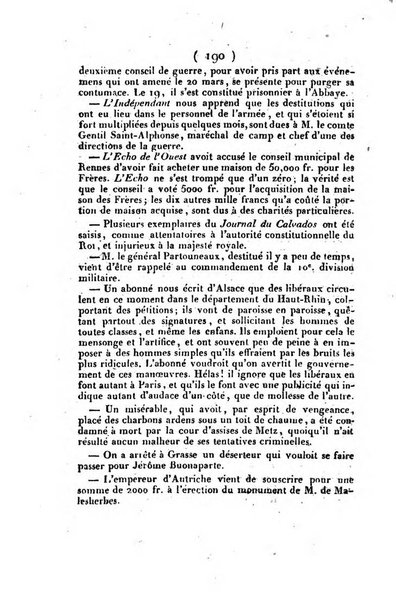 L'ami de la religion et du roi journal ecclesiastique, politique et litteraire