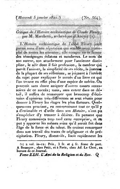 L'ami de la religion et du roi journal ecclesiastique, politique et litteraire