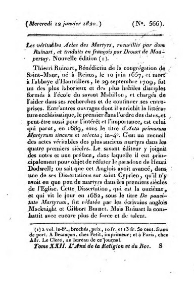 L'ami de la religion et du roi journal ecclesiastique, politique et litteraire