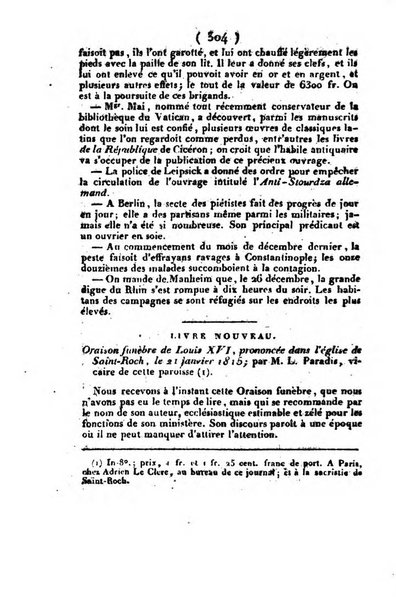 L'ami de la religion et du roi journal ecclesiastique, politique et litteraire