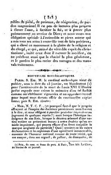 L'ami de la religion et du roi journal ecclesiastique, politique et litteraire