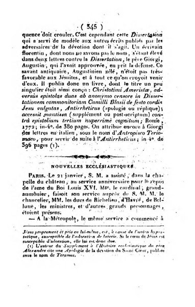 L'ami de la religion et du roi journal ecclesiastique, politique et litteraire