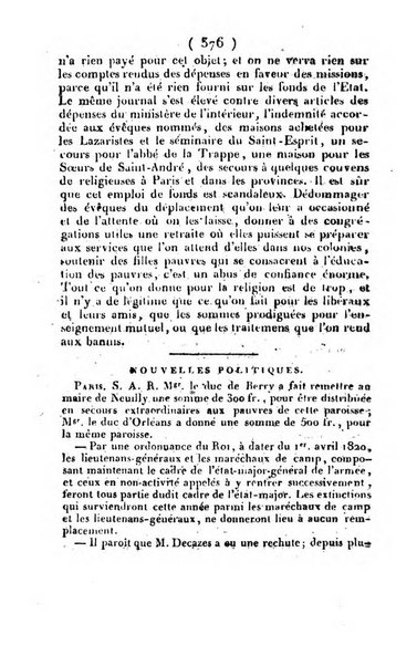 L'ami de la religion et du roi journal ecclesiastique, politique et litteraire