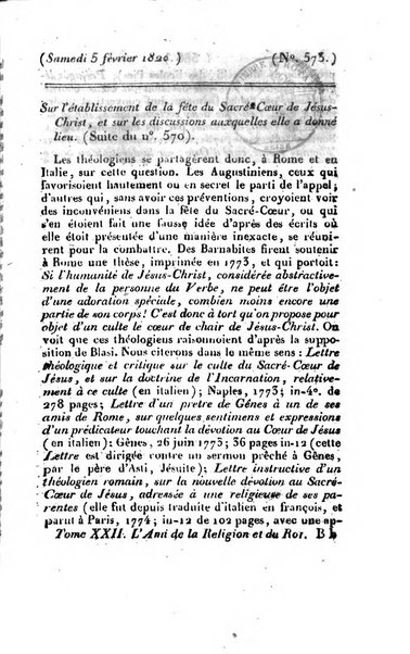 L'ami de la religion et du roi journal ecclesiastique, politique et litteraire