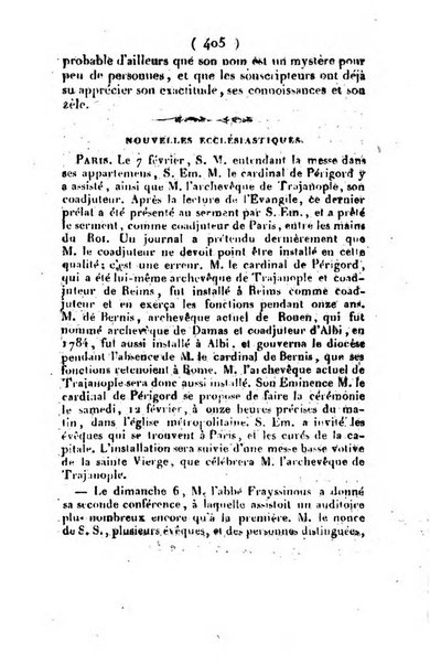 L'ami de la religion et du roi journal ecclesiastique, politique et litteraire