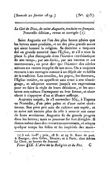 L'ami de la religion et du roi journal ecclesiastique, politique et litteraire