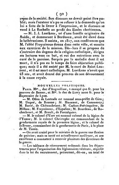 L'ami de la religion et du roi journal ecclesiastique, politique et litteraire