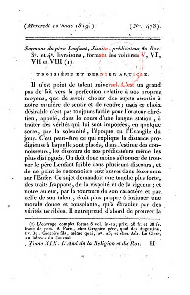 L'ami de la religion et du roi journal ecclesiastique, politique et litteraire