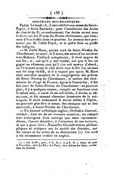 L'ami de la religion et du roi journal ecclesiastique, politique et litteraire