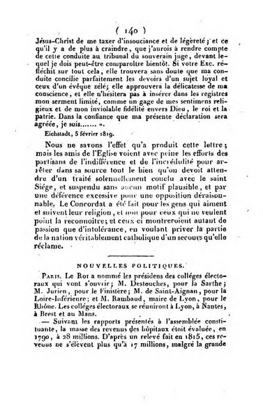 L'ami de la religion et du roi journal ecclesiastique, politique et litteraire