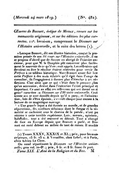 L'ami de la religion et du roi journal ecclesiastique, politique et litteraire