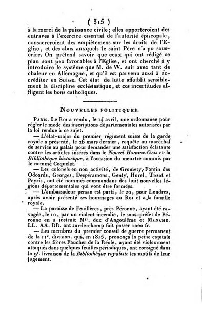 L'ami de la religion et du roi journal ecclesiastique, politique et litteraire