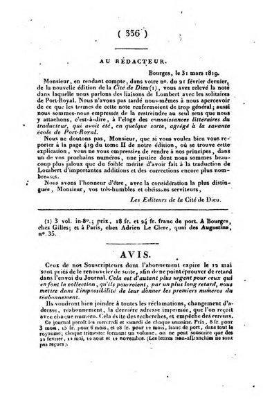 L'ami de la religion et du roi journal ecclesiastique, politique et litteraire