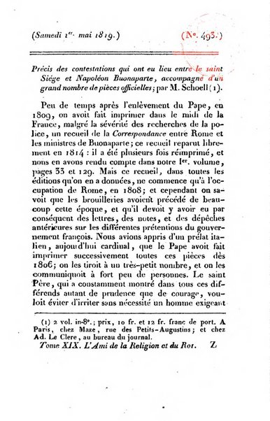 L'ami de la religion et du roi journal ecclesiastique, politique et litteraire