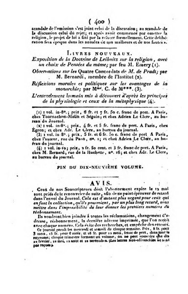 L'ami de la religion et du roi journal ecclesiastique, politique et litteraire