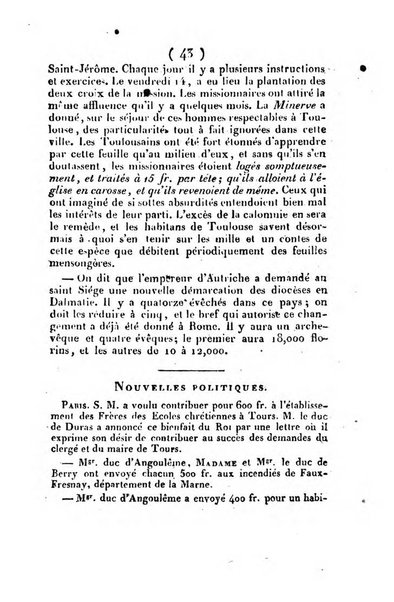 L'ami de la religion et du roi journal ecclesiastique, politique et litteraire