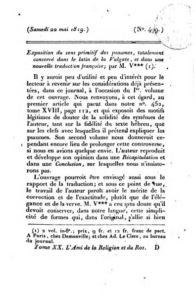 L'ami de la religion et du roi journal ecclesiastique, politique et litteraire