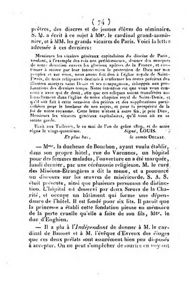 L'ami de la religion et du roi journal ecclesiastique, politique et litteraire