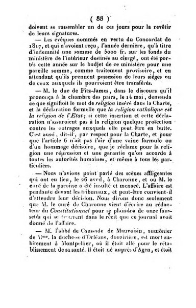 L'ami de la religion et du roi journal ecclesiastique, politique et litteraire