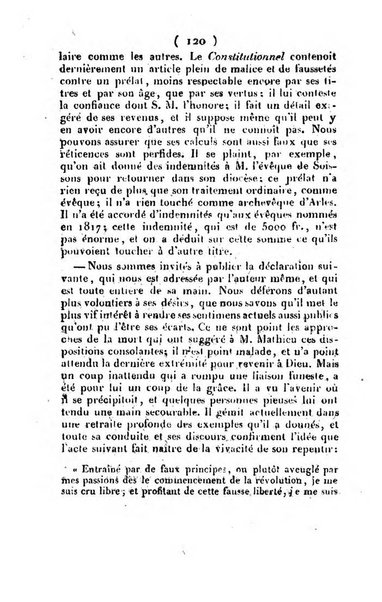 L'ami de la religion et du roi journal ecclesiastique, politique et litteraire