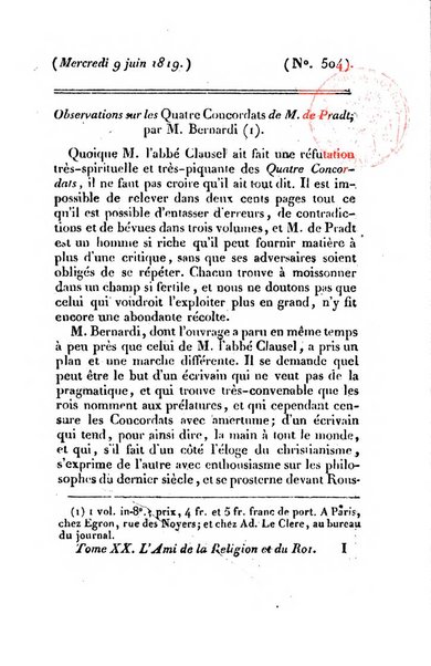 L'ami de la religion et du roi journal ecclesiastique, politique et litteraire