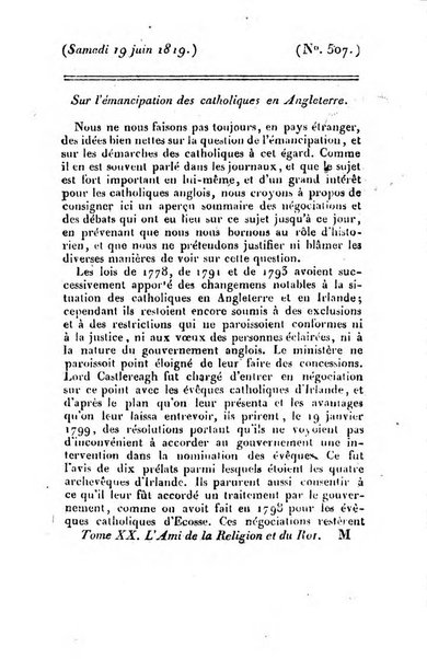 L'ami de la religion et du roi journal ecclesiastique, politique et litteraire