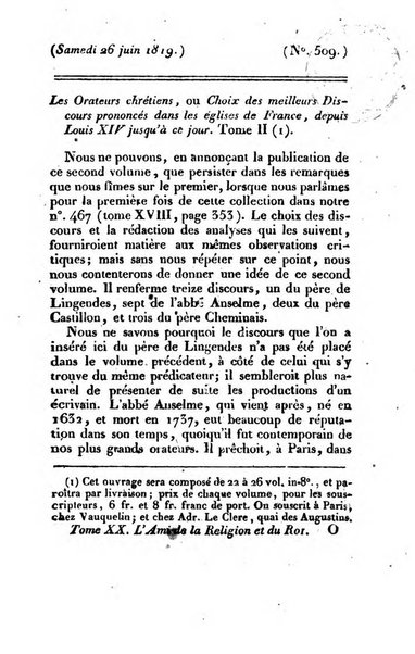 L'ami de la religion et du roi journal ecclesiastique, politique et litteraire