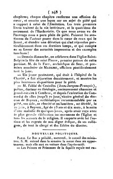 L'ami de la religion et du roi journal ecclesiastique, politique et litteraire