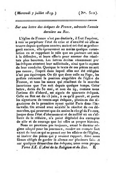 L'ami de la religion et du roi journal ecclesiastique, politique et litteraire