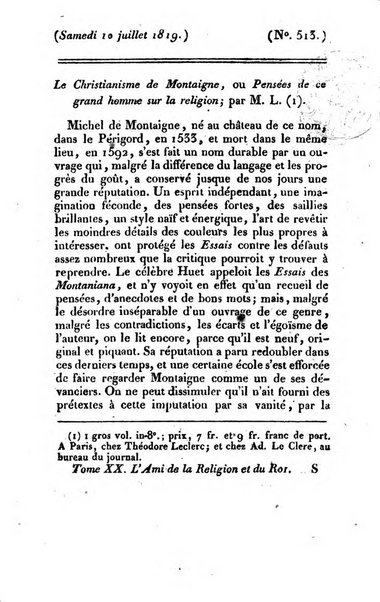 L'ami de la religion et du roi journal ecclesiastique, politique et litteraire