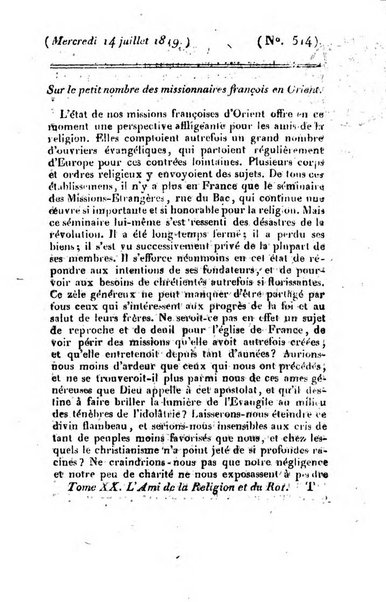 L'ami de la religion et du roi journal ecclesiastique, politique et litteraire