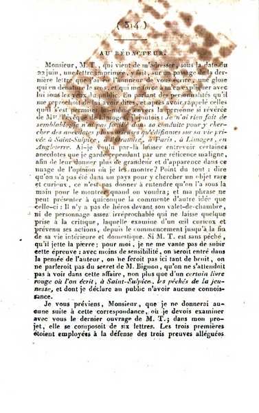 L'ami de la religion et du roi journal ecclesiastique, politique et litteraire