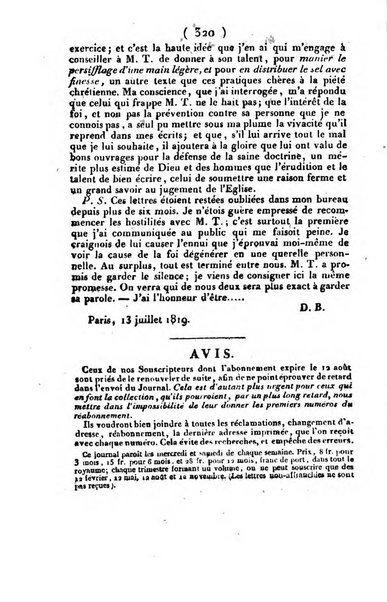 L'ami de la religion et du roi journal ecclesiastique, politique et litteraire