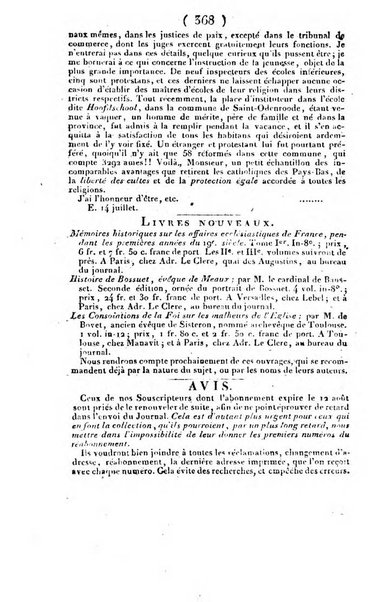 L'ami de la religion et du roi journal ecclesiastique, politique et litteraire