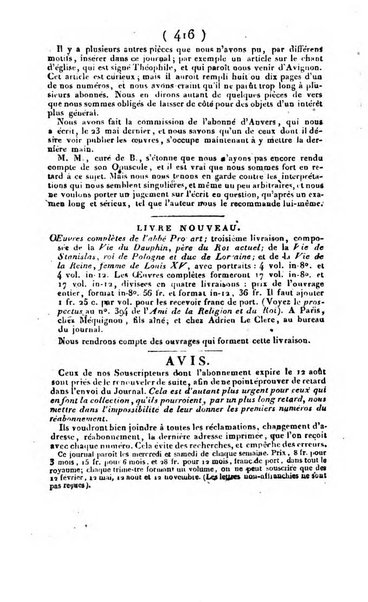 L'ami de la religion et du roi journal ecclesiastique, politique et litteraire