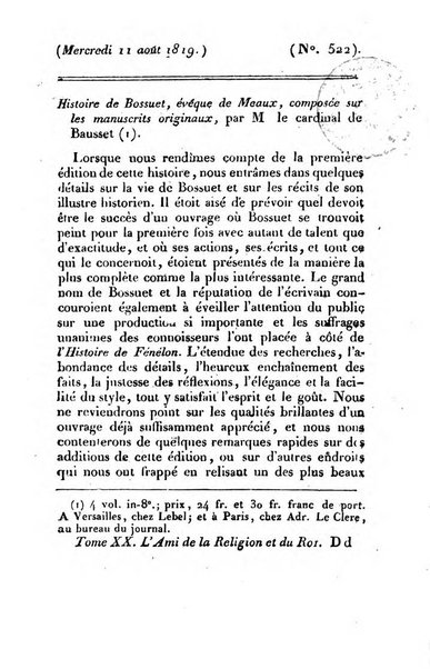 L'ami de la religion et du roi journal ecclesiastique, politique et litteraire