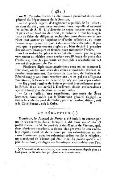 L'ami de la religion et du roi journal ecclesiastique, politique et litteraire