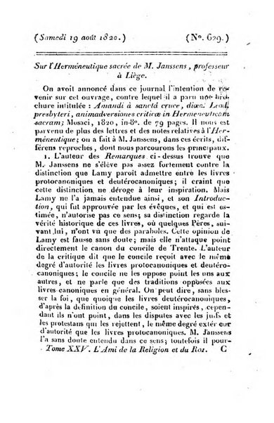 L'ami de la religion et du roi journal ecclesiastique, politique et litteraire