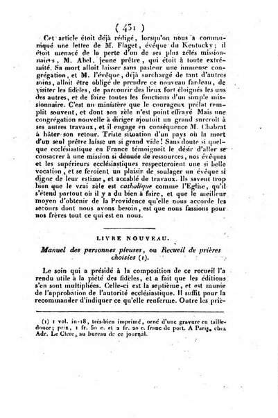 L'ami de la religion et du roi journal ecclesiastique, politique et litteraire