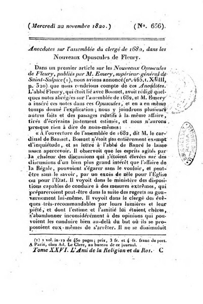 L'ami de la religion et du roi journal ecclesiastique, politique et litteraire