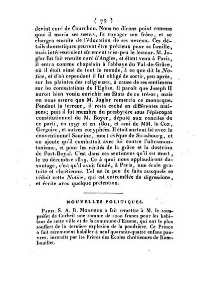 L'ami de la religion et du roi journal ecclesiastique, politique et litteraire