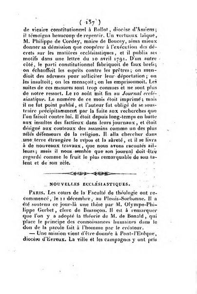 L'ami de la religion et du roi journal ecclesiastique, politique et litteraire