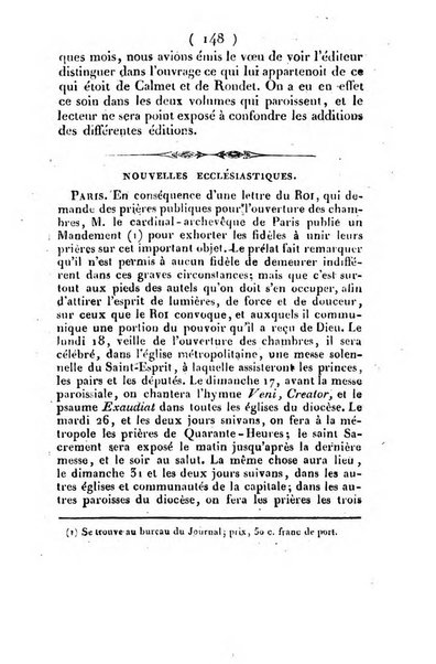 L'ami de la religion et du roi journal ecclesiastique, politique et litteraire