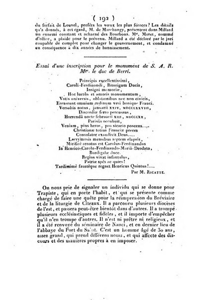 L'ami de la religion et du roi journal ecclesiastique, politique et litteraire