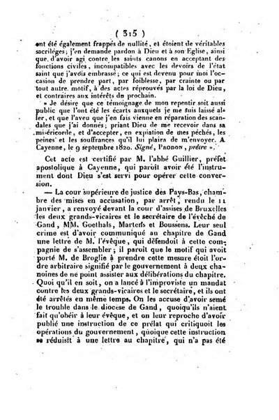 L'ami de la religion et du roi journal ecclesiastique, politique et litteraire