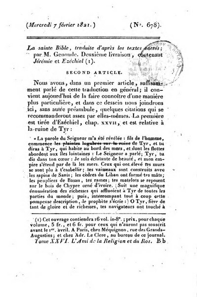 L'ami de la religion et du roi journal ecclesiastique, politique et litteraire