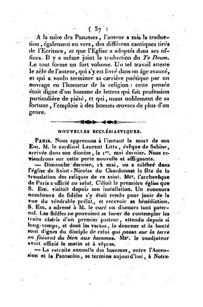 L'ami de la religion et du roi journal ecclesiastique, politique et litteraire