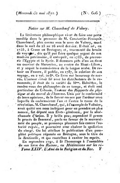 L'ami de la religion et du roi journal ecclesiastique, politique et litteraire