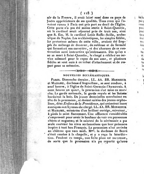 L'ami de la religion et du roi journal ecclesiastique, politique et litteraire