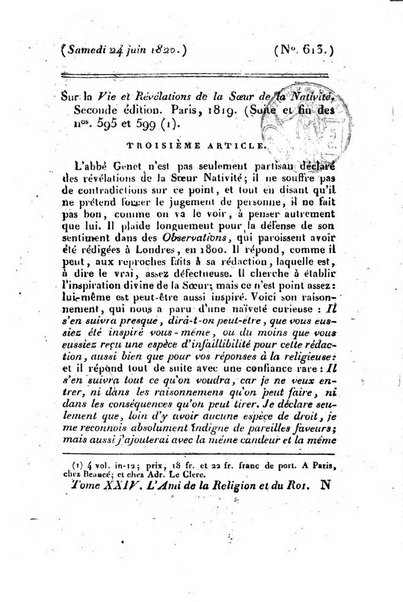 L'ami de la religion et du roi journal ecclesiastique, politique et litteraire